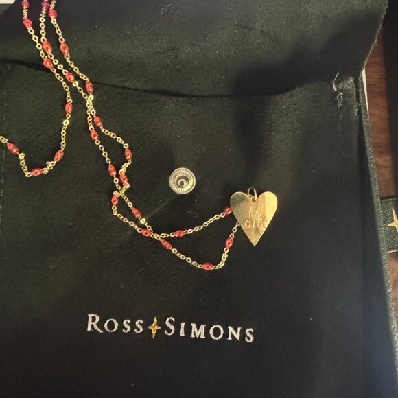 Italian Personalized (Letter "M") Red Enamel Heart Necklace in 14kt Yellow Gold - Picture 5 of 5